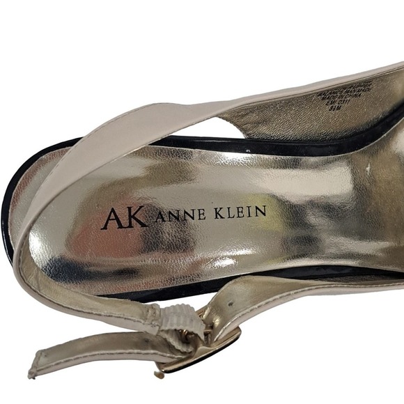 Anne Klein Slingback Peep toe heels w Buckle Black Pearl size 8.5 - Picture 6 of 9